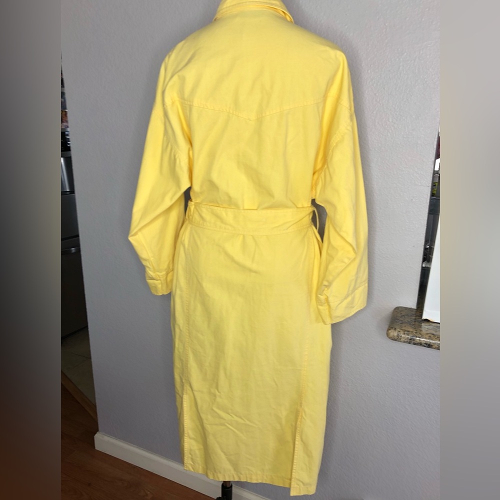 1980’s Michael Jackson brand belted wrap trench coat yellow medium - Picture 8 of 11